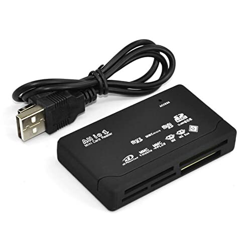 All in One Multi Card Memory Reader Adapter for Micro SD SDHC M2 MMC XD CF MS with External USB- Black