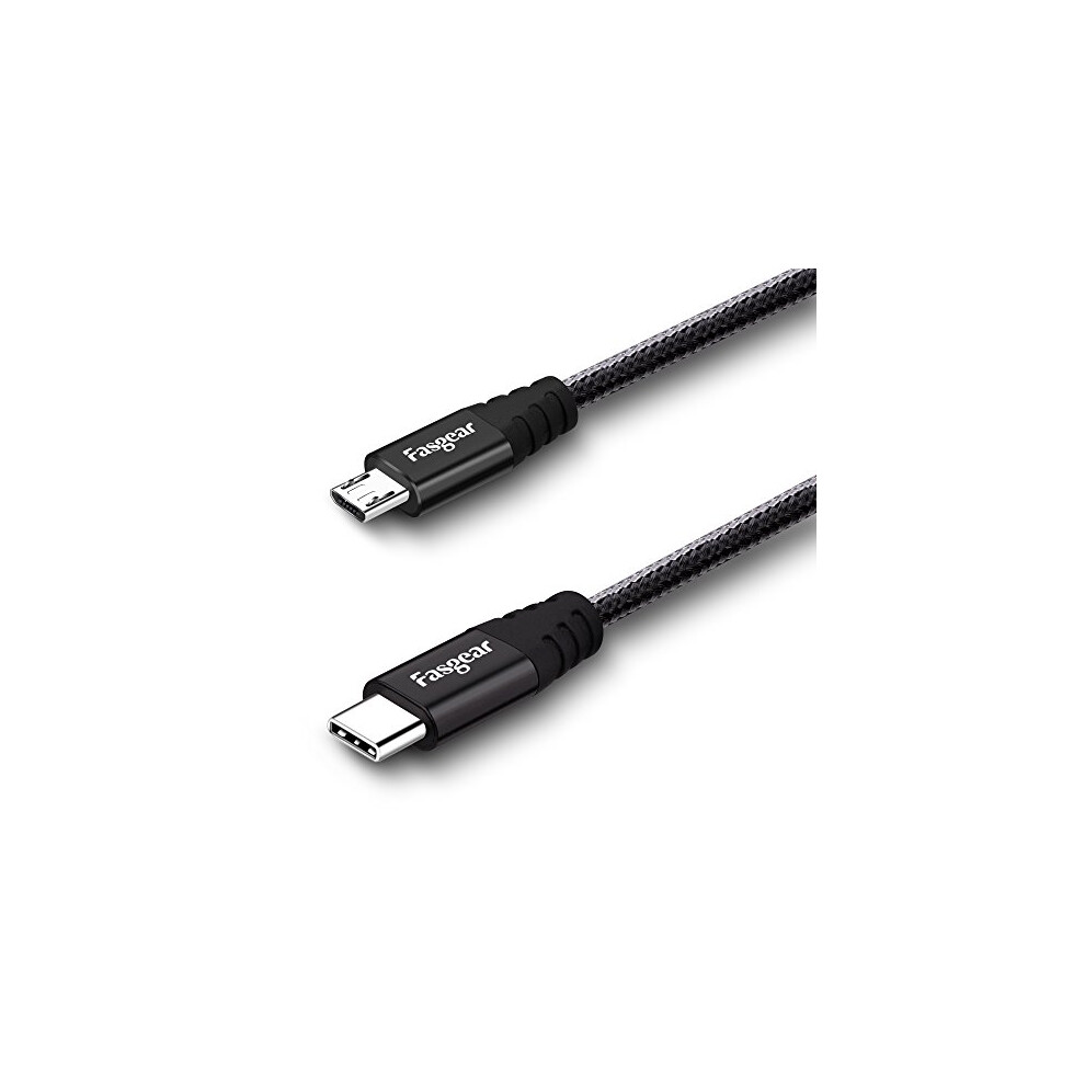 Usb C To Micro Usb Cable [30Cm] Nylon Braided Type C To Micro Usb Cord Compatible With Galaxy S7/S7, Htc One/10 And More (, 1Ft) Black 669818811330