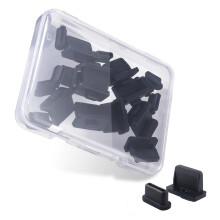 Combo-Pack USB-C and USB Port Covers - 10x USB-A Port Covers & 10x USB C Port Covers in Black (USB Dust Cover, USB C Caps, USB Anti Dust Cover, USB-C