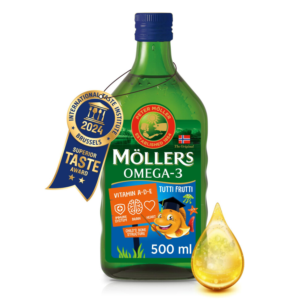 Moller's  | Omega 3 for kids Cod Liver Oil | Nordic Omega-3 Dietary Supplements with EPA, DHA, Vitamin A, D & E | Pure, Natural cod Liver Oil