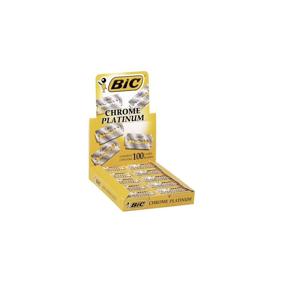 Bic Chrome Platinum Double-Edge Safety Razor Blades, Disposable, 100-Count, Model 810923