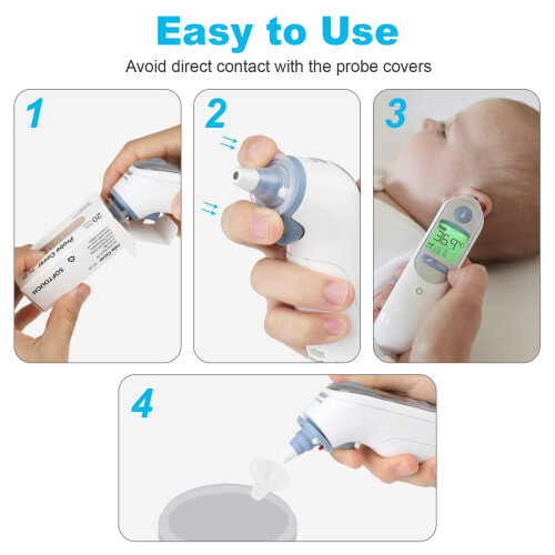 200 Pcs Ear Thermometer Probe Covers, Refill Caps Replacement Lens Filter Protector for All Braun Thermometer Models 2