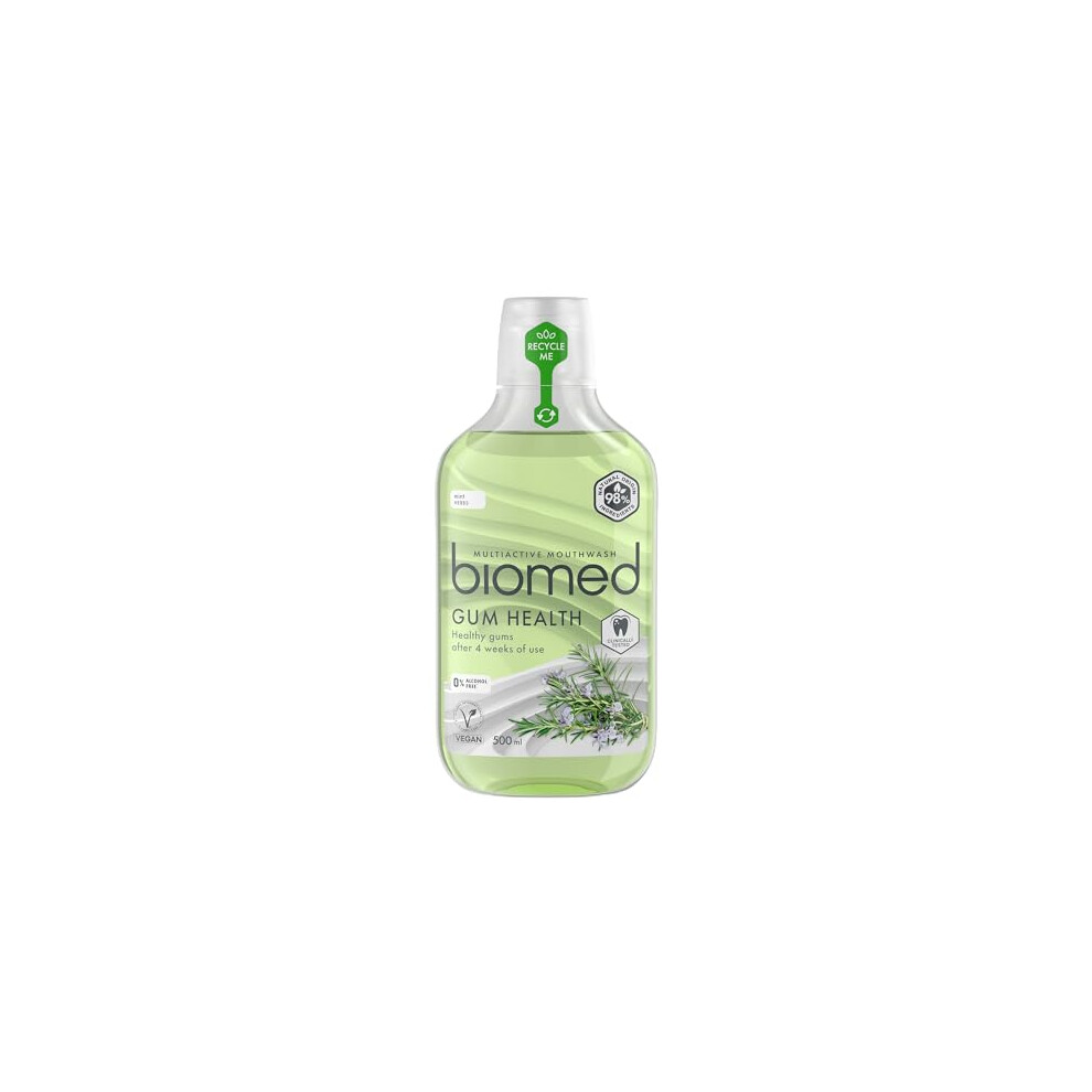 Biomed Well Gum Natural Mouthwash With Eucalyptus And Essential Oils To Promote Healthy Gums, Alcohol Free, Mint - 500Ml (Pack Of 1)