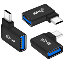 USB C to USB 3.0 Adapter 90 Degree (3 Pack), USB-A 3.0 Female to USB-C 3.1 Male Right Angle OTG Adapter Compatible with MacBook Pro, Laptop, Samsung