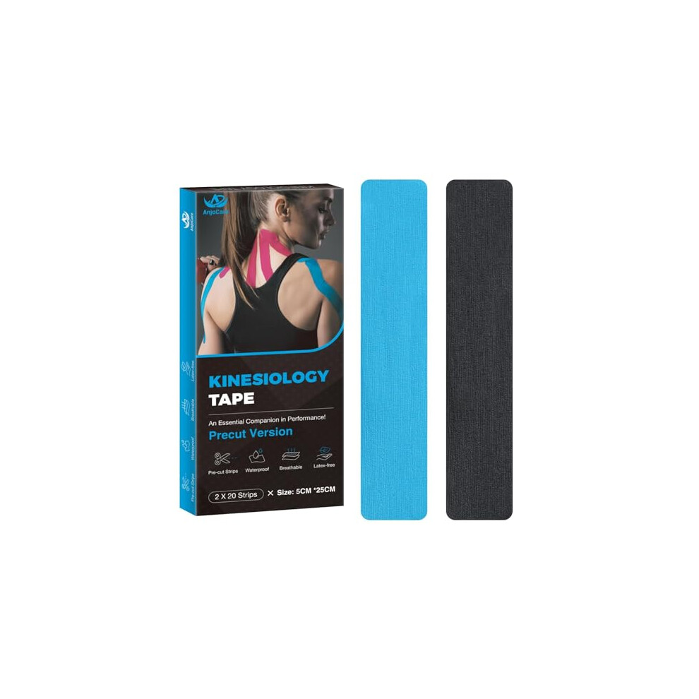Anjocare Kinesiology Tape Precut 2 Rolls,Elastic Kinesiology Therapeutic Tape For Physical Therapy,Sports And Injury Recovery,Athletic Sports Tape For