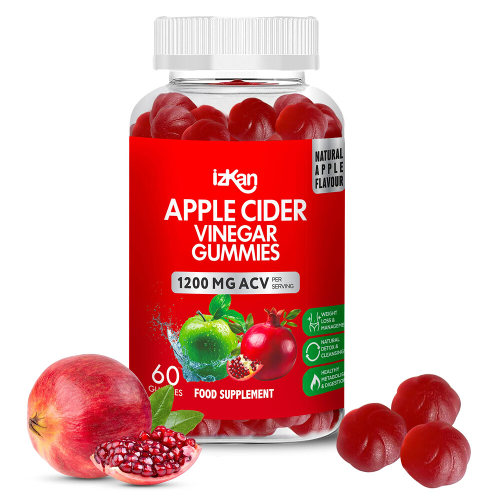 Izkan Apple Cider Vinegar Gummies With Mother 1200Mg ÂAcv Gummies - | Digestive Health, Energy, Immune And Metabolism Support | - With Vitamin B12, B6 &