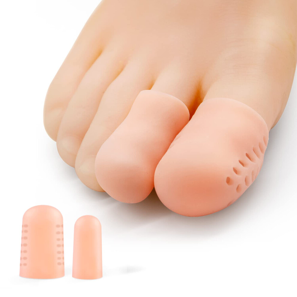 Bukihome 12 Pcs Toe Protectors, Silicone Toe Caps Toe Sleeve Protectors, Prevent Pain Relief For Corns, Blisters And Ingrown Toenails (4 Packs Large Size + 8