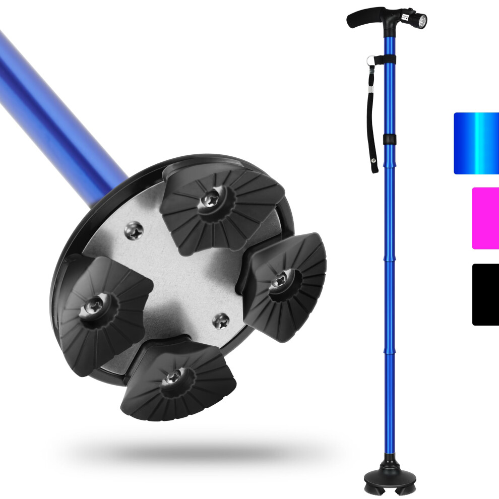 Runzi Light/Blue Folding Cane With Led Adjustable Canes And Walking Sticks For Arthritis Disabled And Elderly (Blue)