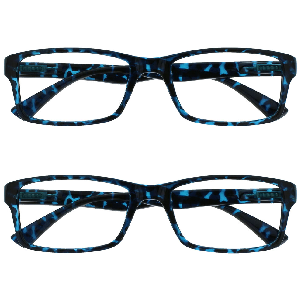 Opulize Blue The Reading Glasses Company Tortoiseshell Readers Value 2 Pack Designer Style Mens Womens Rr92-3 +1.50