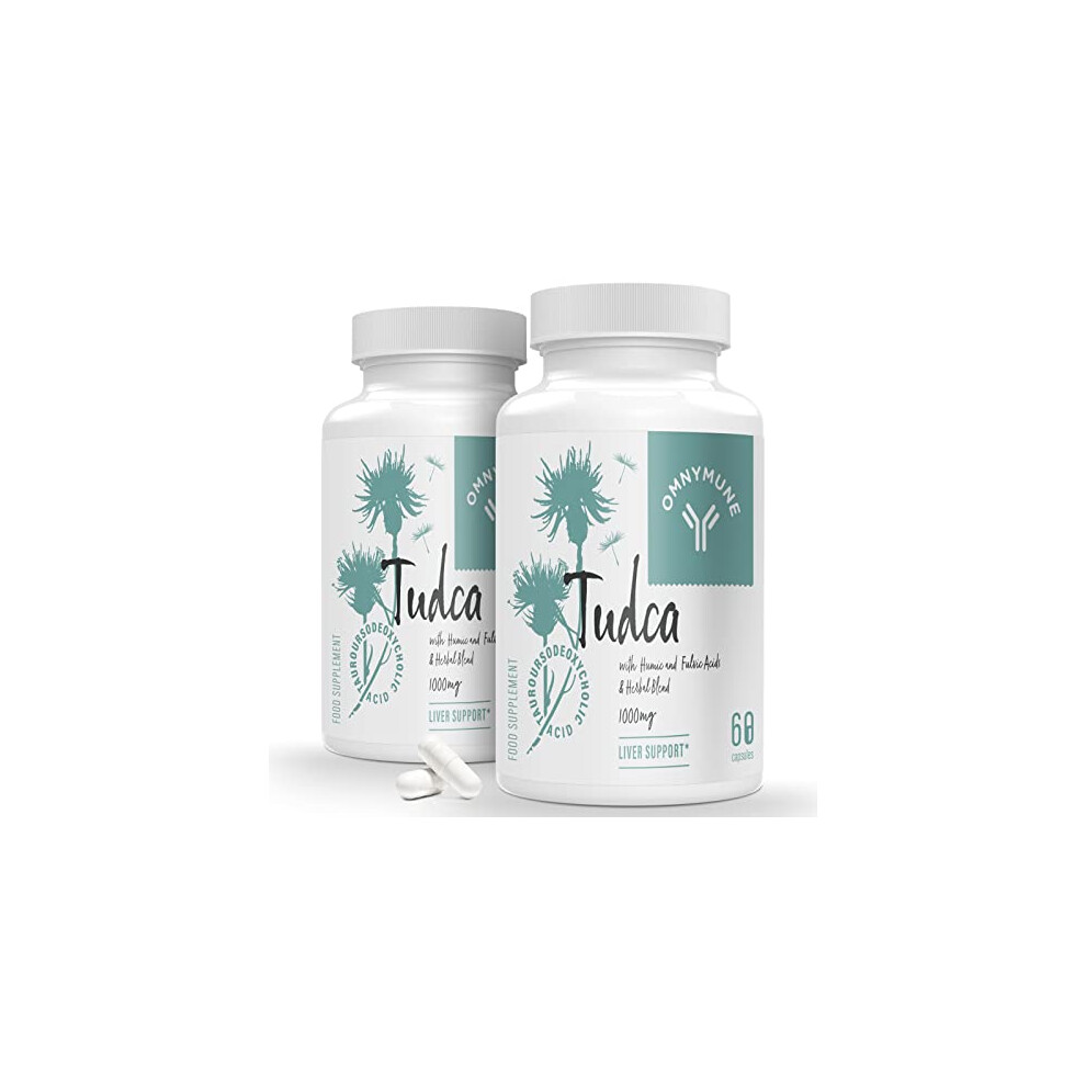 Omnymune Tudca Liver Supplements 1000Mg Per Serving (120 Capsules, 2 Pack), Tauroursodeoxycholic Acid With Humic And Fulvic, Herbal Blend, For Detox Cleanse,