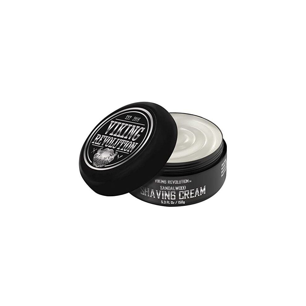 Viking Revolution Cream Luxury Shaving For Men- Sandalwood Scent - Soft, Smooth & Silky Shaving Soap - Rich Lather For The Smoothest Shave - 150 G