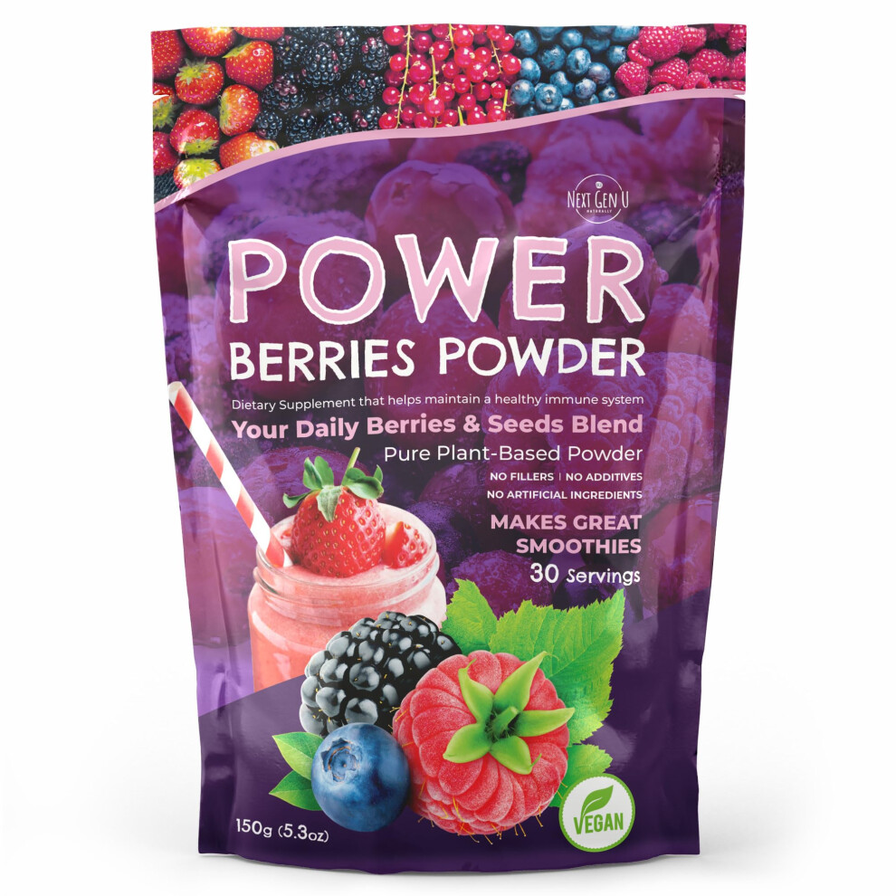 Ngu Next Gen U Ngu Super Berry Powder 150G, Immune Support Food Supplement, Superfood Berries Smoothie Mix For Shakes, Detox & Healthy Boost For Juice Beverages Or