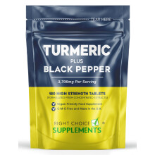Turmeric Tablets 3200mg with Black Pepper | 180 High Strength Curcumin Supplements | Turmeric and Black Pepper Tablets (Not Turmeric Capsules or