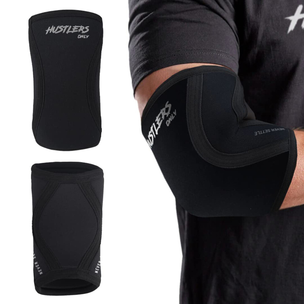 Hustlers Only Elbow Sleeves Weightlifting 5Mm Neoprene Compression Elbow Braces For Instant Joint Pain Relief Elbow Support Sleeves For Gym Training, Fitness, And