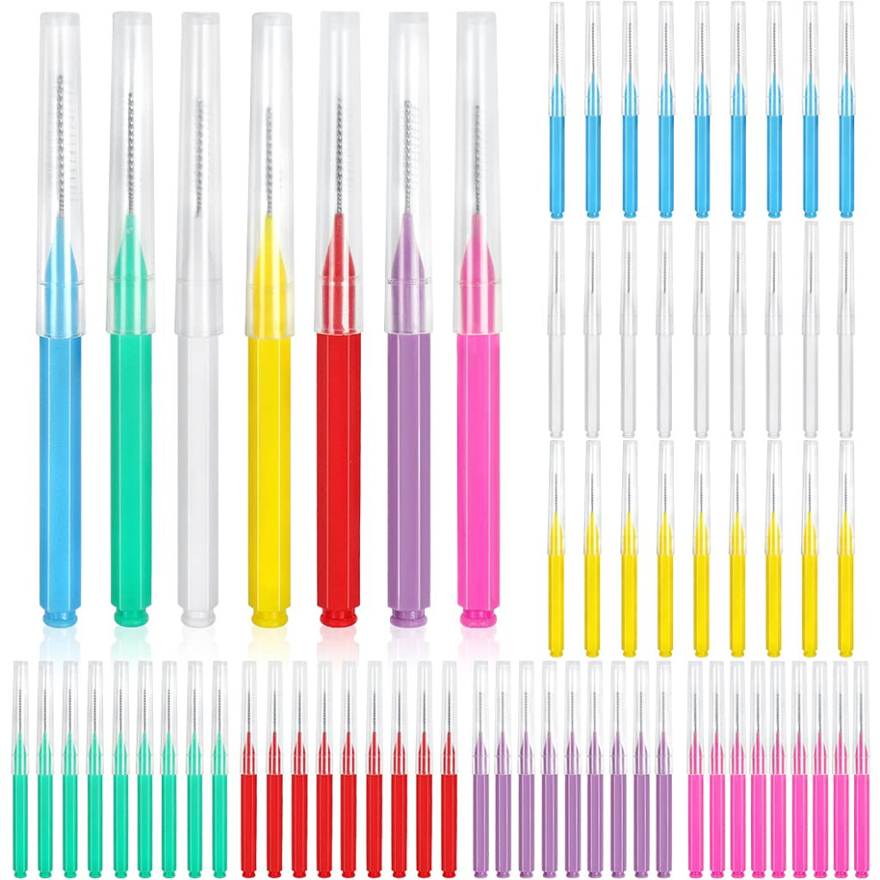 70 Pieces Interdental Brush, Toothpicks Tooth Flossing Head Oral Dental Hygiene Brush,Teeth Cleaner Dental Floss Stick Tooth Cleaning Tool