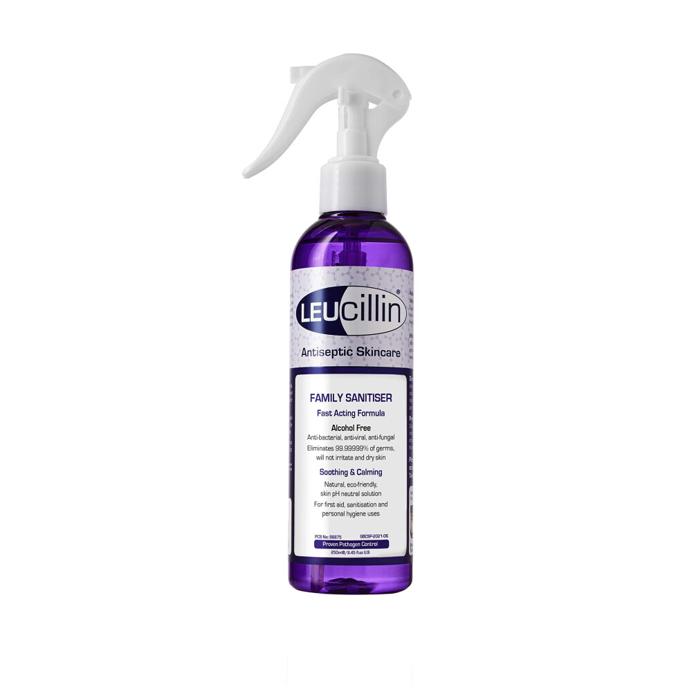 Leucillin Family Sanitiser - Hypochlorous Acid Spray (250Ml) Antibacterial, Antiseptic & Piercing Aftercare, Safe For Skin & Pets