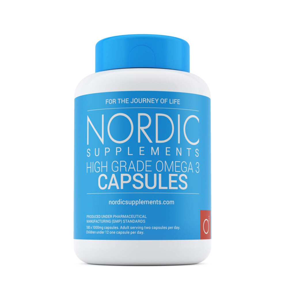 Nordic Supplements High Strength Pharmaceutical Grade Omega 3 Fish Oil 1000Mg Capsules - Pot Of 180 Capsules