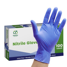 Comfy Package [100 Guanti Nitrile Blu, Monouso - 4 Mil, Senza Lattice & Gomma, Non Sterili - Medie