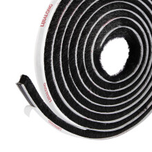 Adhesive Brush Weather Stripping, 4.9 m(L) x9 mm(W) x 5mm(T), High Density Felt Door Brush Strip for Sliding Sash Door Window Wardrobe Seal (Black)