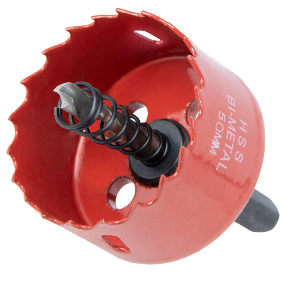 Bi-Metal Hole Saw 50 Mm With Arbor And Pilot Bit - Smooth Fast Cutting For Wood, Plywood, Plastic, Drywall, Thin Metal Sheets, And More | Ideal For 715748322146