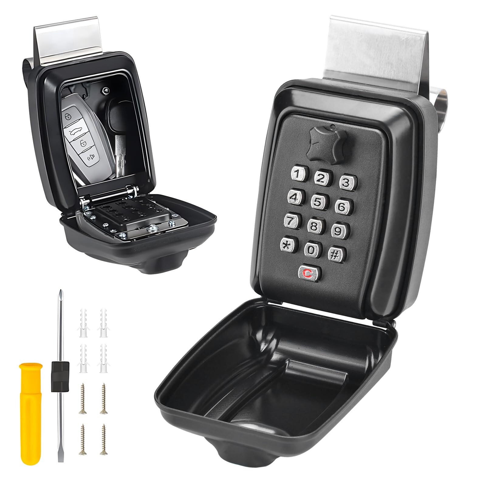 Car Window Key Safe,Updated Key Lock Box Outdoor,Key Safe Wall Mounted