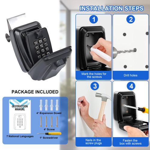 Car Window Key Safe,Updated Key Lock Box Outdoor,Key Safe Wall Mounted