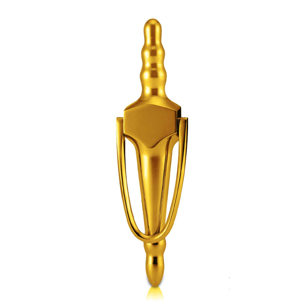 Xfort Door Knocker 8Â Slimline Polished Gold, Victorian Urn Slim Door Knockers For Front Door, Elegant Front Door Furniture With A Modern Design, 5060568905396