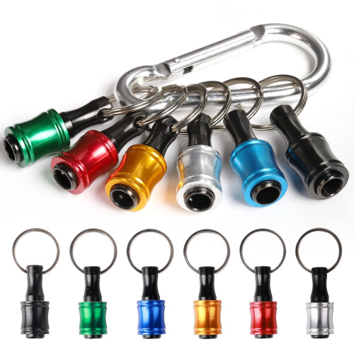 6pcs 1/4 inch Hex Shank Aluminum Alloy Screwdriver Bits Holder Light-weight Quick-change Extension Bar Keychain Drill Screw Adapter Change