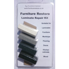 Furniture/Laminate / Kitchen Cabinet/Worktop Repair Soft Wax Filler Kit Black, White, Anthracite Grey and Window Grey by Veneers Online Ltd