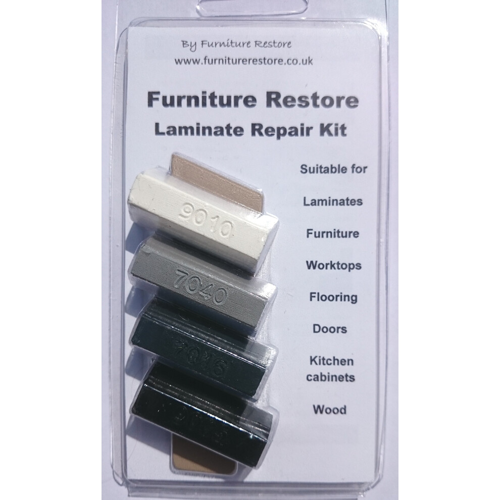 Furniture/Laminate / Kitchen Cabinet/Worktop Repair Soft Wax Filler Kit Black, White, Anthracite Grey And Window Grey By Veneers Online Ltd 5055691408609
