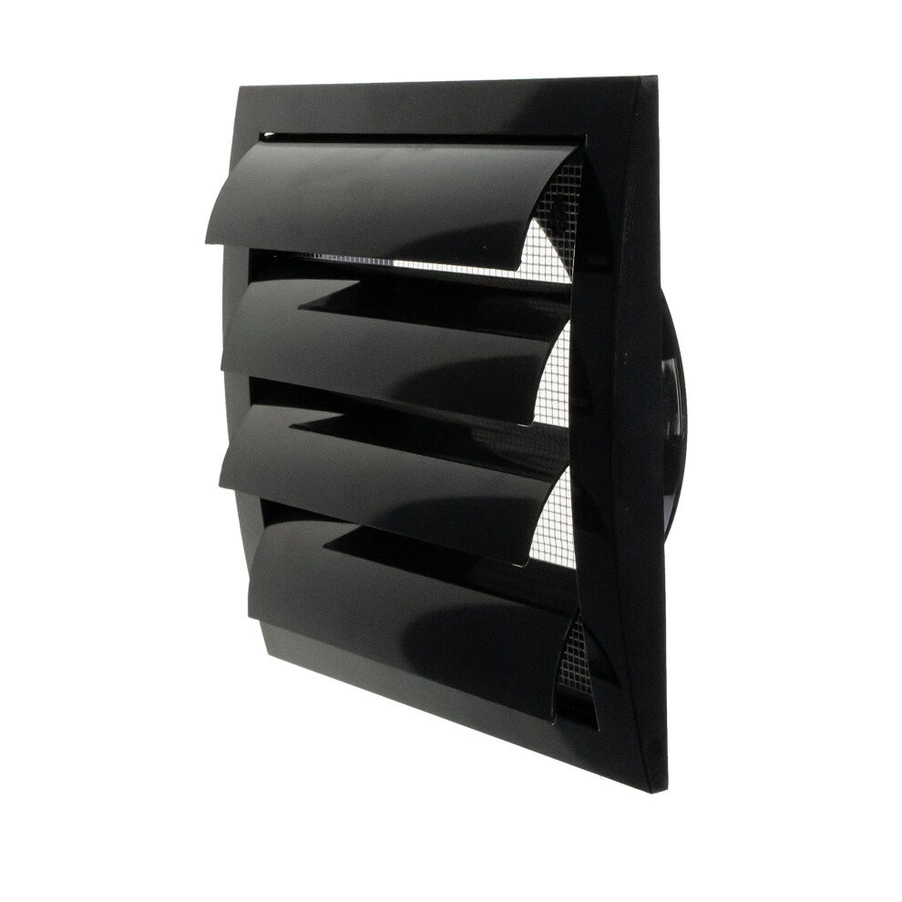 Black Exhaust Hood Vent 6'' Inch / 150 Mm With Shutters, Built-In Pest Guard Screen And Flange, Air Vent Cover With Flaps, Hvac Exhaust Vent Duct Cap, 4751038502788