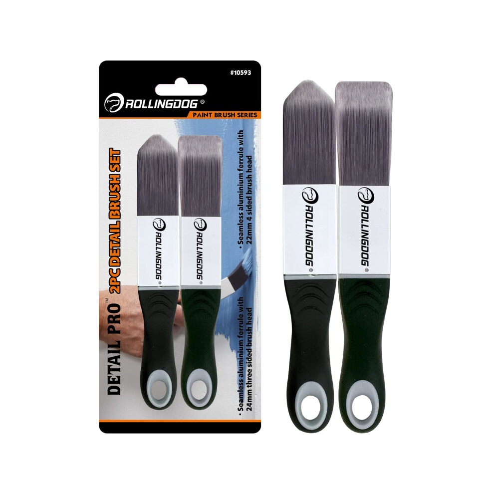 Glosspaint Brush Edger 2Pc - Four Sided Square Brush And Three Sided Triangle Paint Brush For Cutting In,Skirting Board 6972952975528