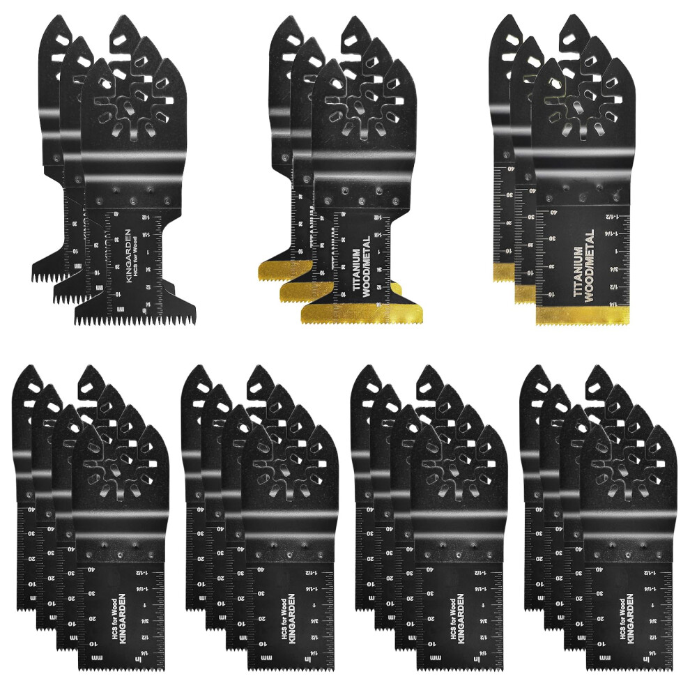 28PCS Multi Tool Blades Oscillating Saw Blades Titanium Blades for Wood Plastics Metal Universal Quick Release Accessories Fit Milwaukee Dewalt Bosch