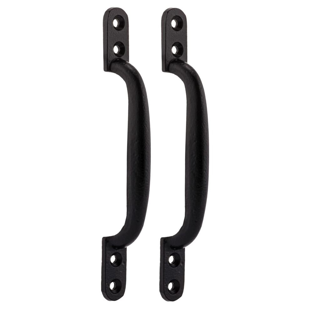 2 Pack Hotbed Handle, Door Pull Handle, D Handle, Gate Handle For Wooden Gates, Barn Door Handle, Black Traditional Cast Iron Pull Handle For Gates, 5060568907192