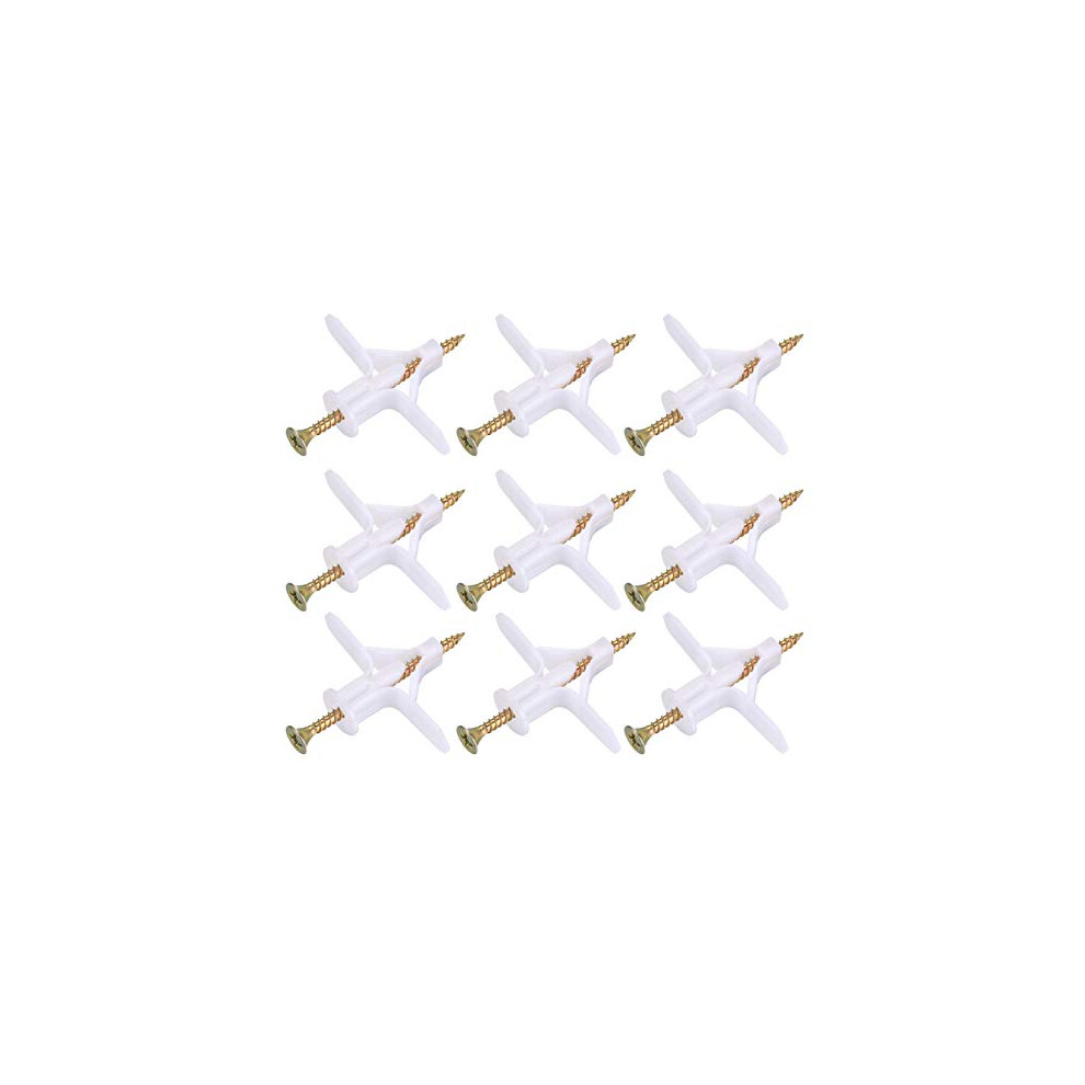 100 Plasterboard Wall Plugs And Screws Set(50 Wall Fixing Expansion Plug Anchor Bolts + 50 Screws), Heavy Duty Expansion Tube With Countersunk Screws 608374806763