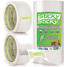 Packing Tape 6 Rolls 48mm x 60m - Clear Parcel Tape for Boxes - Packaging Tape for Moving House - Clear Packing Tape - Transparent Shipping Tape for