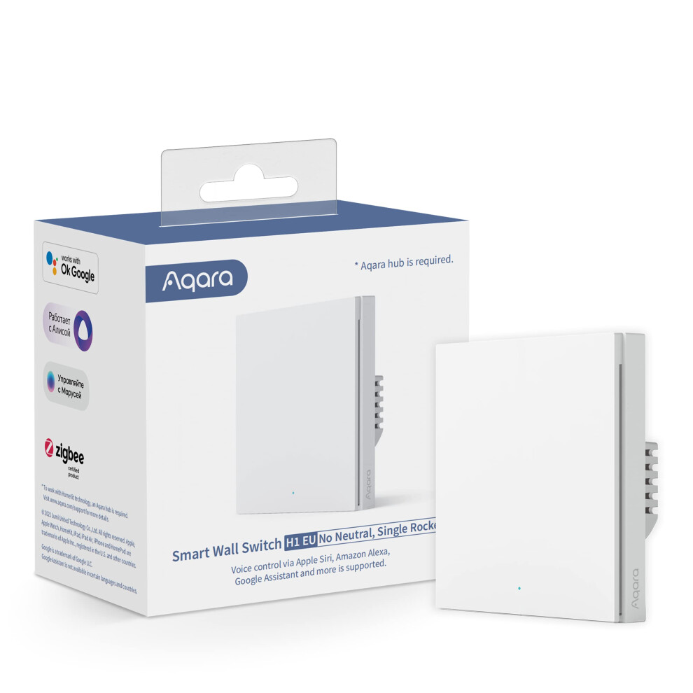 Aqara Smart Wall Switch H1 (No Neutral, Single Rocker) Weiß (Homekit) Weiss Ws-Euk01 - Bild 12