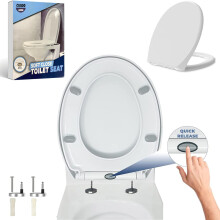 Oval Toilet Seat Soft Close - Quick Release Toilet Seat - O Shape Soft Close Toilet Seat White - Slow Close Toilet Seat with Adjustable Hinges - Heavy