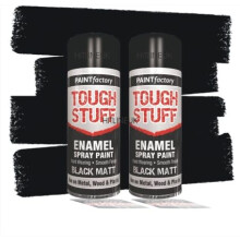 2 x Matt Black Spray Paint, 400ml Matt Black Spray Paint, Black Wood Metal Plastic Paint, Pack of 2 Spray Cans with Black matt Finish