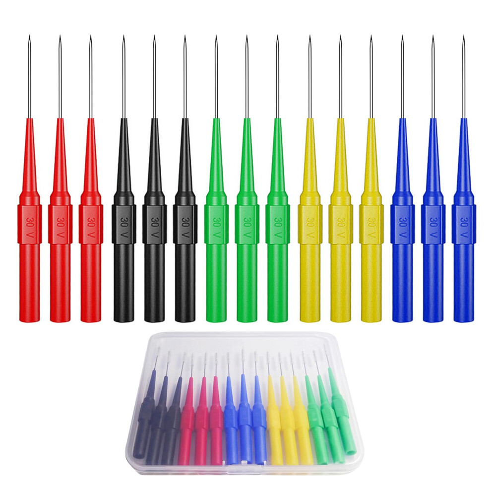 15Pcs Automotive Back Probe Pins, Multimeter Wire Piercing Test Probes With 4Mm Socket Small Ic Needle Tips 30V/10A For Test Leads Measuring 750153364725