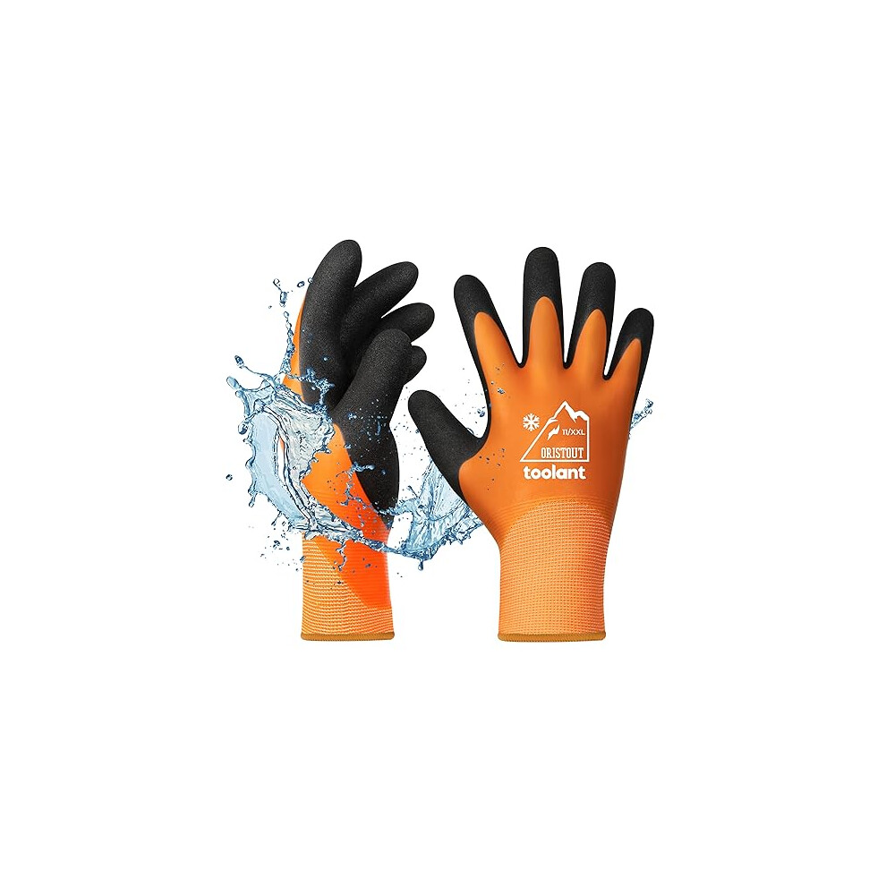 Thermal Work Gloves for Cold Weather, Waterproof Winter Gloves, Touchscreen, Super Grip, for Gardening, Fishing, Car Washing, Freezer Gloves, Orange,