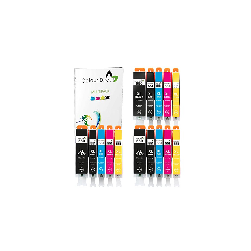 Colourdirect 550XL 551Xl Compatible Ink Cartridges For Canon Pgi-550 Cli-551 Xl For Canon Pixma Ip7250 Mg5650 Mx925 Mg6450 Ix6850 Mg5550 Mx920 Mx725 5055592599574