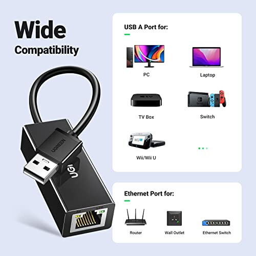 Ugreen USB-A auf 10/100 Mbit/s Ethernet-Adapter 2