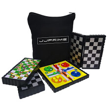 JJPRIME - Magnetic Travel Board Games Set of 4 Chess, Draughts, Ludo, Snakes and Ladders Game for Kids Travel Games For Kids On Plane | Magnetic Games