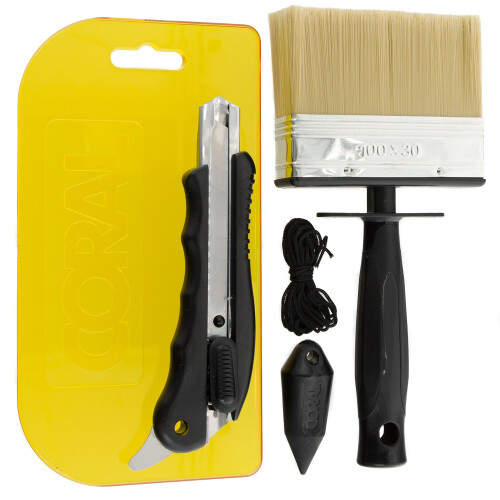 69505 Paperwiz Original Wallpaper Tool Kit with Knife Brush and Plumb Bob for Paper-Hanging 4 piece pack set,Yellow, 26.5 x 16.5 x 3.8 cm; 310 Grams
