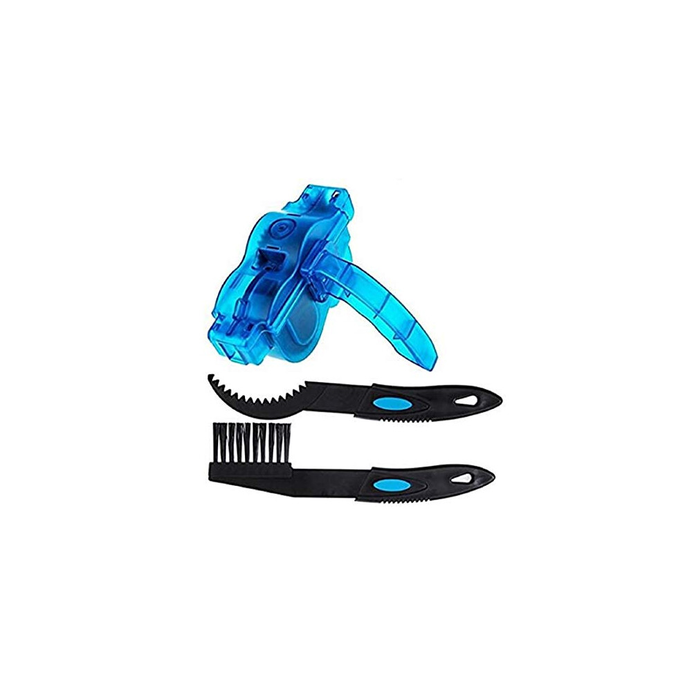 Bike Chain Cleaner Kit Wash Tool Portable Bicycle Cyclone Chain Gear Machine Cleaner Blue Washer with Black Cleaning Scrubber Brushes