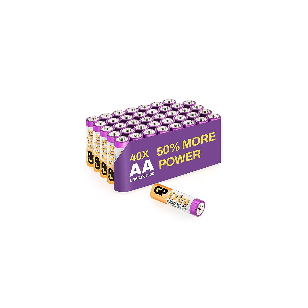 AA Batteries Pack of 40-1.5V / Mignon / LR06 / MN1500/ AM3 by GP Batteries AA Extra Alkaline Batteries ideal for: Toys/Controllers/Torch/Mouse