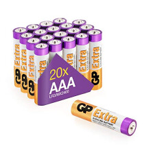 AAA Batteries Pack of 20 1.5V / Micro/Mini/Penlite / LR03 by GP Batteries Extra Alkaline Batteries Suitable for everyday use in a variety of devices -