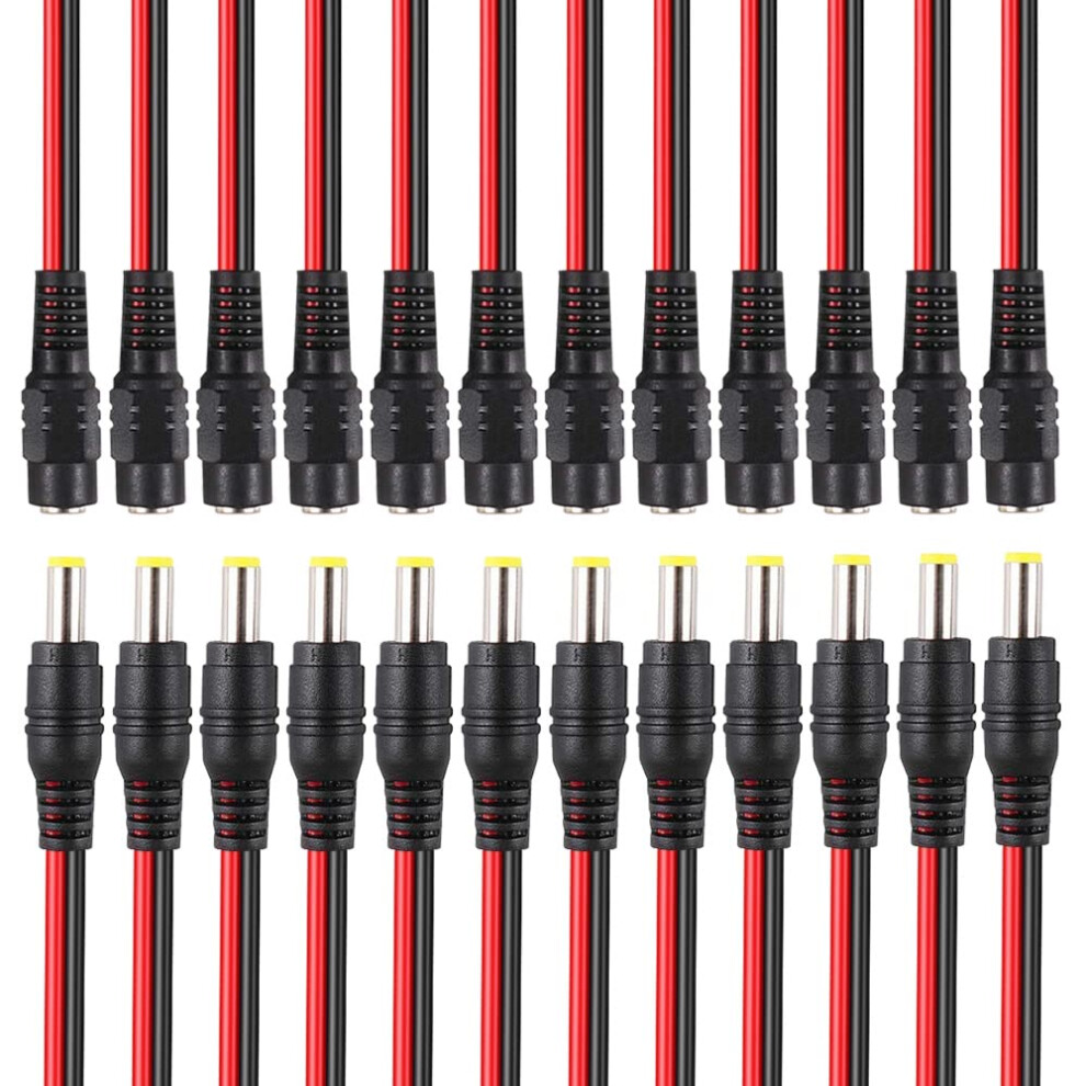 Photos - Other Electrical Equipment 12 Pairs Premium DC Power Pigtail Cable, 2.1 X 5.5mm Male & Female DC Power Pigtail Cable Adapter Connector, for CCTV Securi