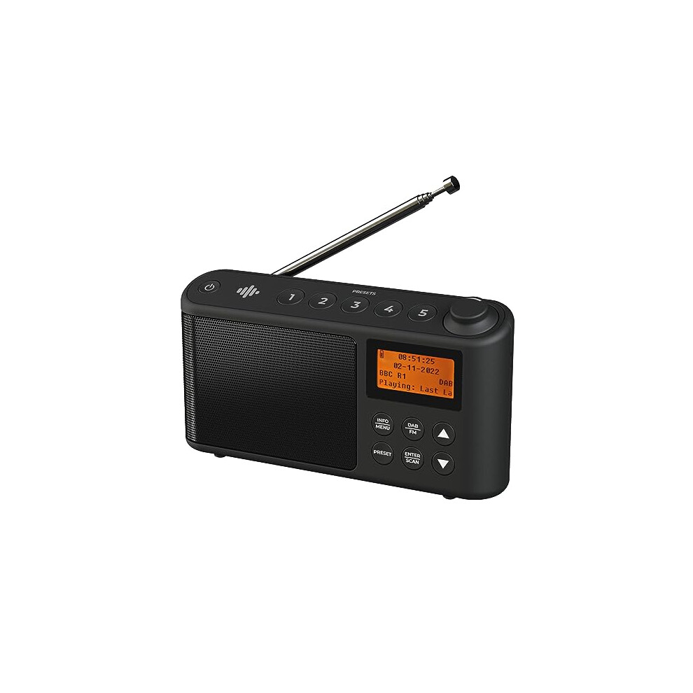 DAB Radio Portable, DAB Plus/DAB Radio, FM Radio, Small Radio, Portable Radios Mains and Battery, USB Charging for 15 Hours Playback, Large LCD